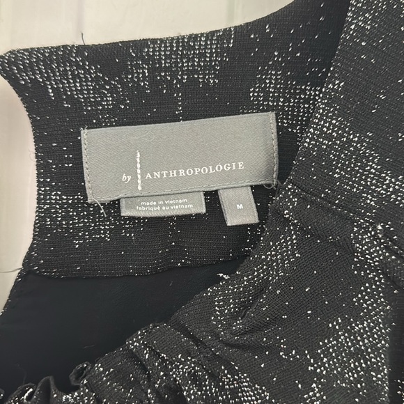 Anthropologie Stardust Galaxy Black and Silver Print Bubble Hem Top - Picture 2 of 5